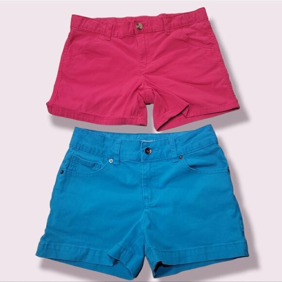 Bundle of 2 Girls Shorts. Jean Blue Cherokee & Pink Wonder Nation. Size Large & - Picture 1 of 7